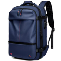 Travel vacuum backpack with compression system, spacious design, and durable water-resistant material.